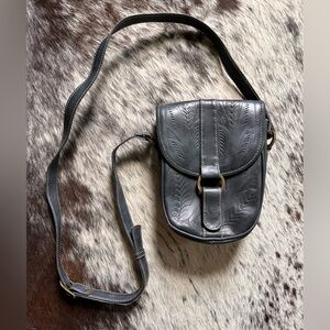 Tooled leather crossbody purse